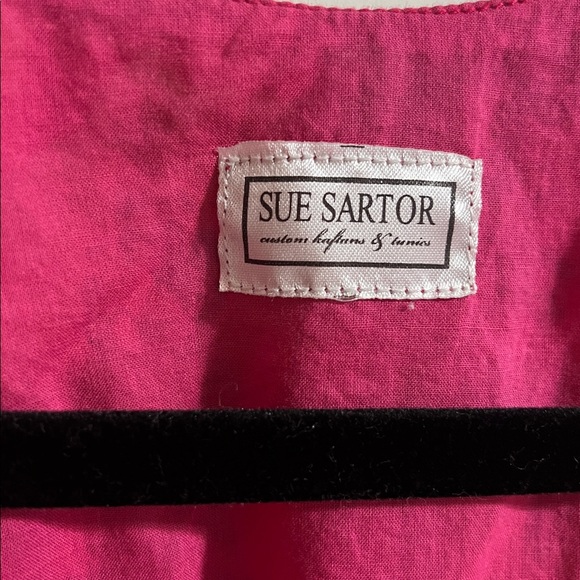Sue Sartor medium or large Floral Red Dress with Tie Waist pink and green - Picture 6 of 6